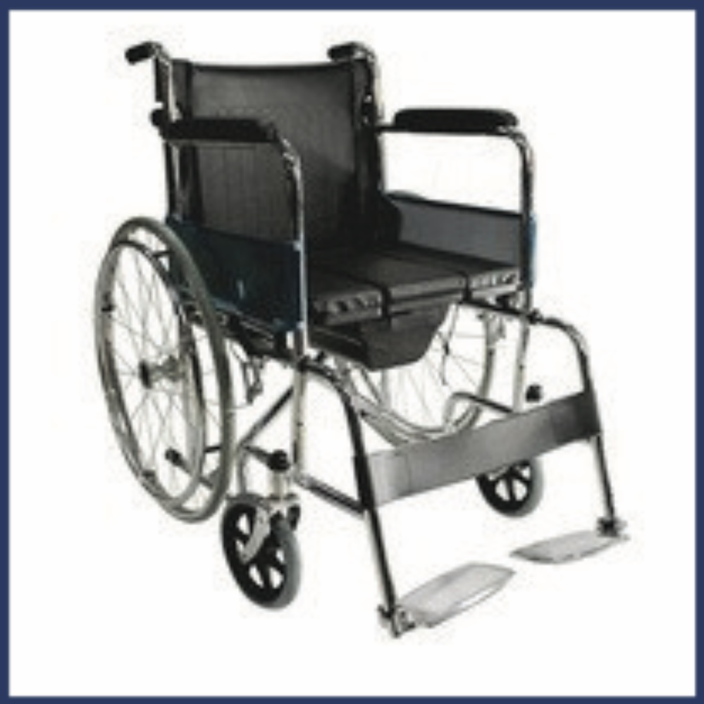 Commode Wheel Chair U Cut — Scanda Enterprises, medical supplies Moosapet Hyderabad